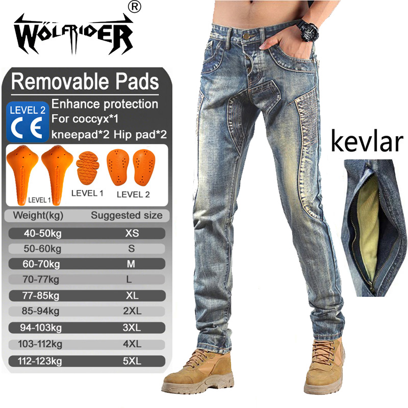 Motorcycle Gear Japan - Kevlar calças de brim da motocicleta